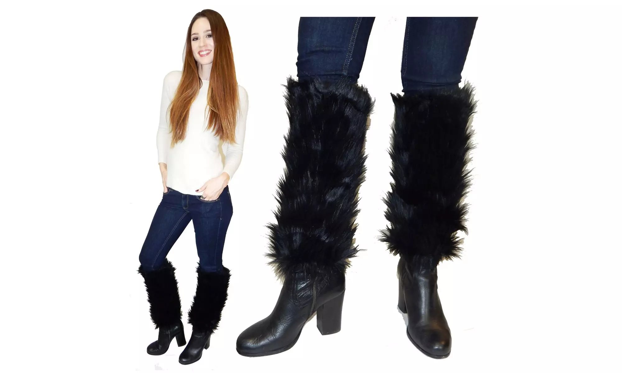 Women's Faux Fur Leg Warmers - Primary Image