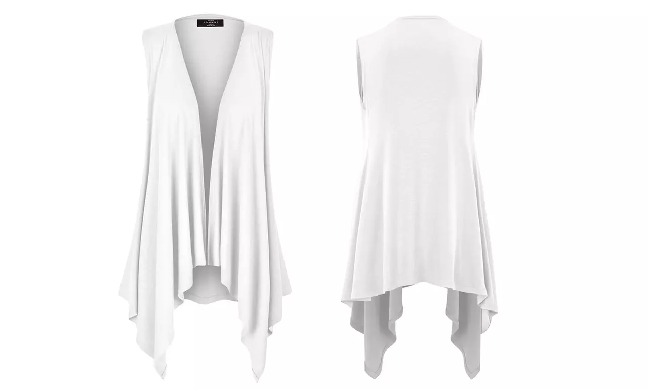 Women's Lightweight Sleeveless Solid Open Front Drape Vest Cardigan