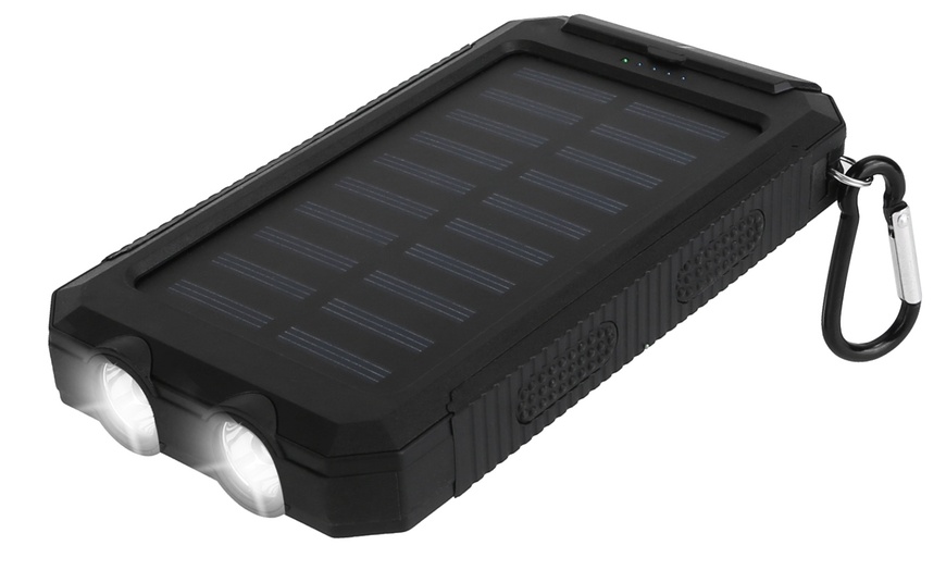 Imountek 10,000mah Solar Power Bank Battery Pack W  2 Usb Ports & 2 Led 