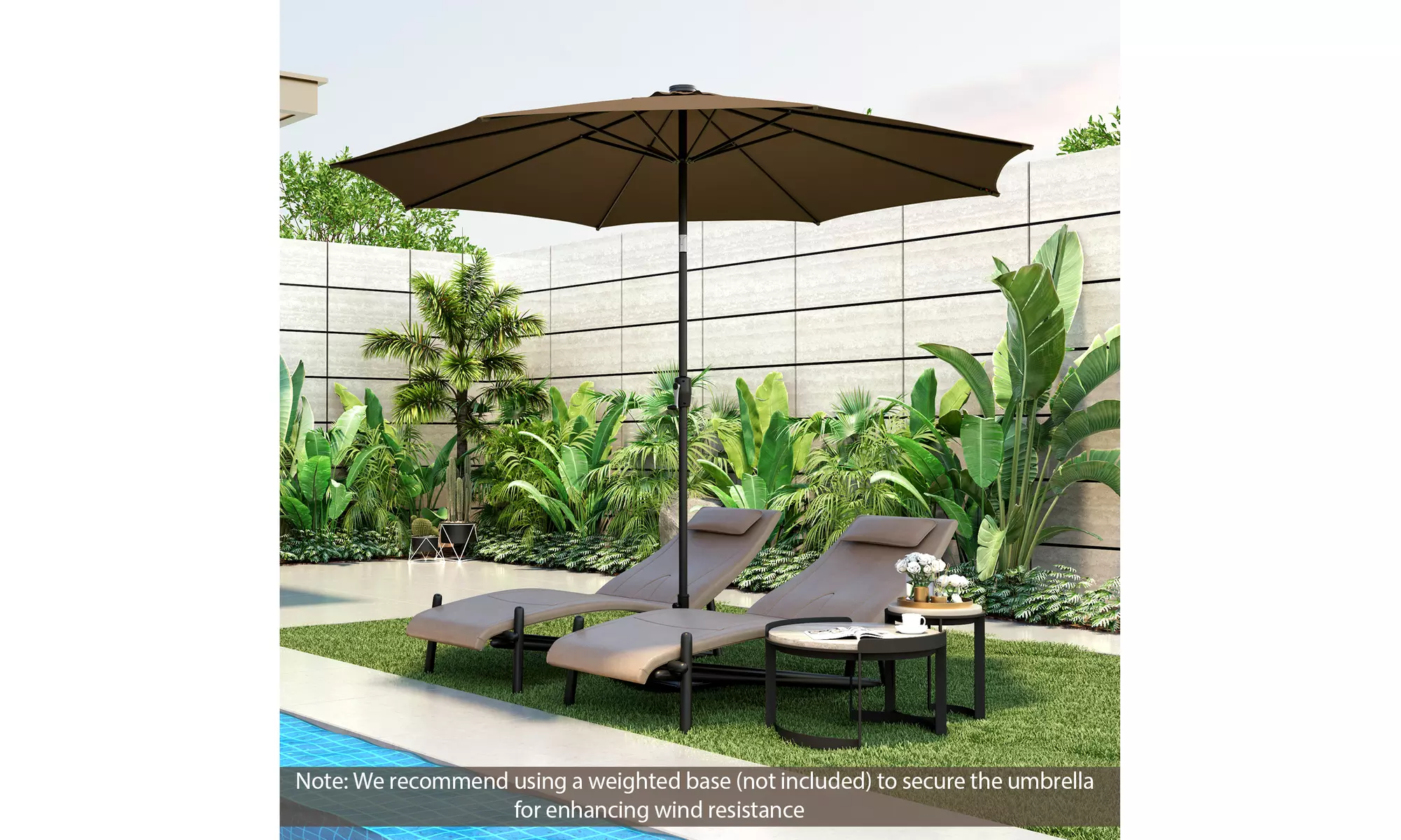 Costway 10 FT LED Solar Lighted Patio Umbrella With Crank Tilt