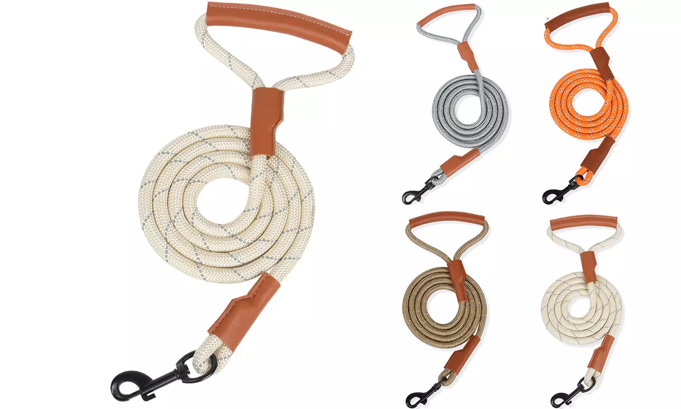 5FT Heavy Duty Dog Leash Large Pet Rope Reflective Nylon Leads with Comfy Handle