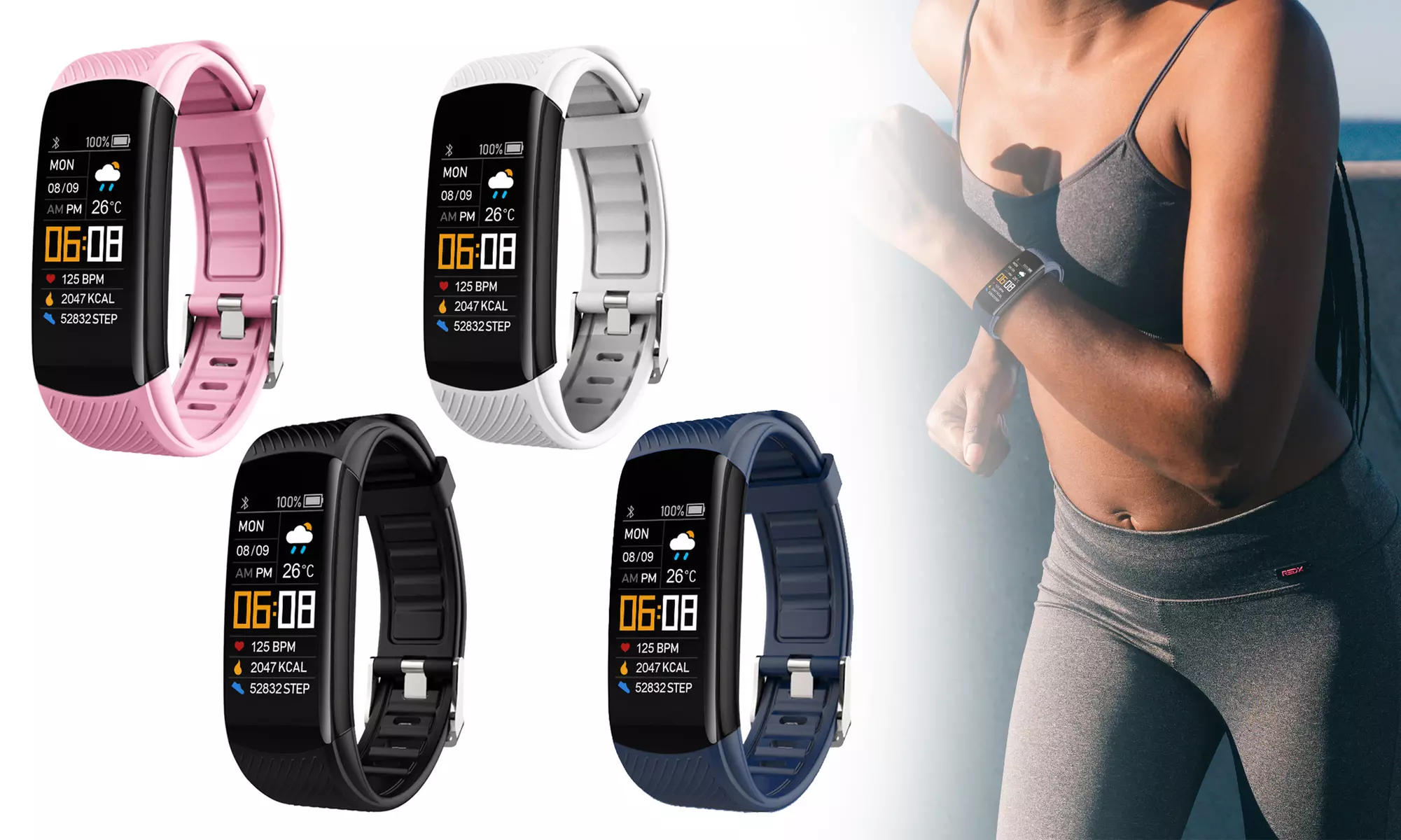 Fitness Tracker Pedometier Smart Watch with Heart Rate Monitor iP67 Waterproof - Primary Image