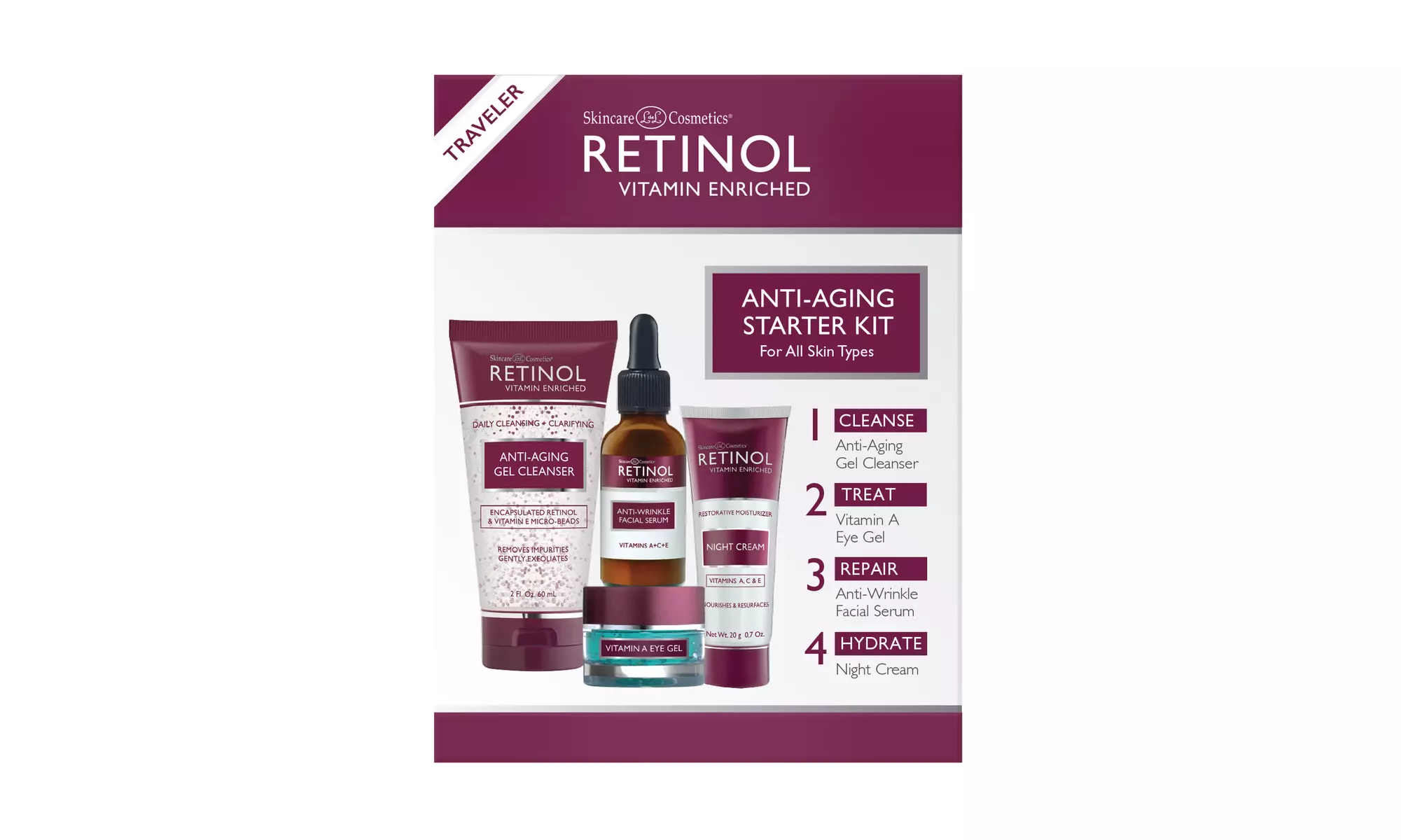 Retinol Anti Aging Starter Kit 4 smaller Products Perfect For Travel or to Try  - Primary Image