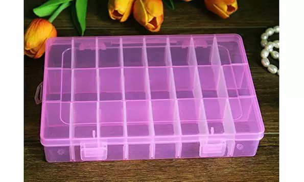 2-Pack 24 Grids Plastic Storage Box Jewelry Earring Tool Containers Organizer