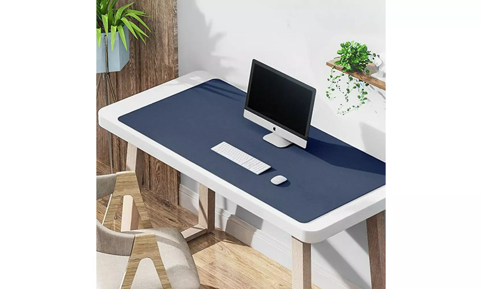 US PU Leather Dual Sided Desk Pad Non-Slip Mouse Pad Office Home Mat 23.6x11.8''
