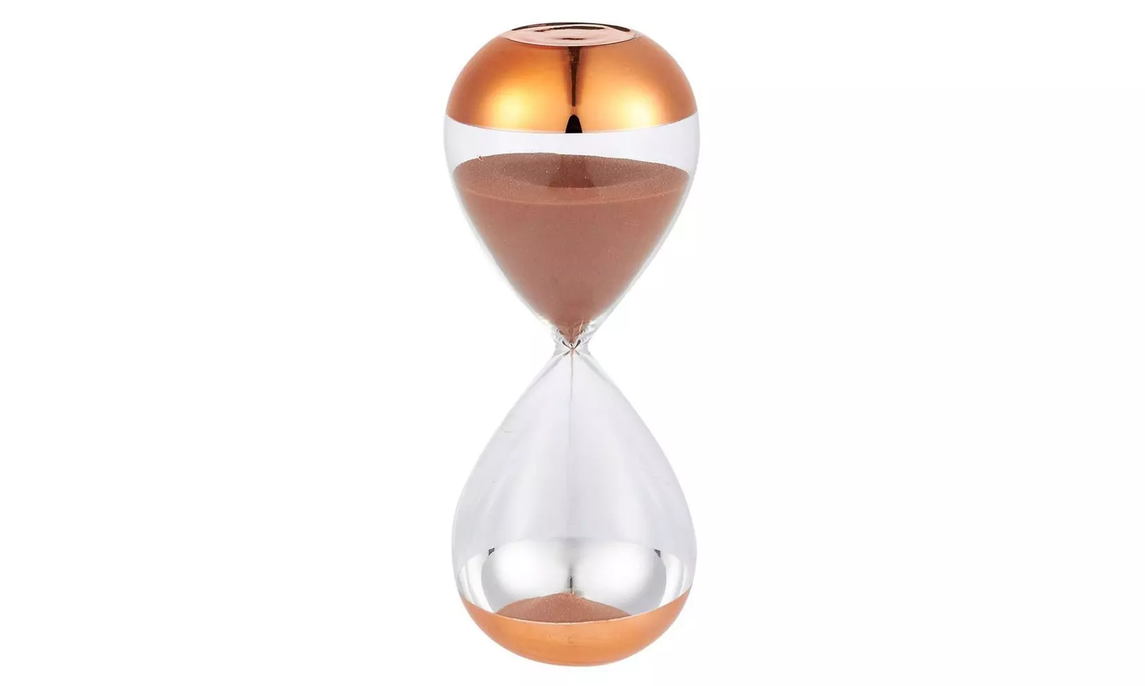Hourglass Sand Timer, 30 Minute Sand Clock, Chrome Plated Rose Gold Color - Primary Image