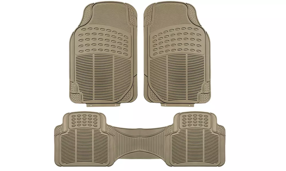 Universal Heavy Duty Waterproof Rubber Floor Mat 3 Piece Set F11306-G - Primary Image