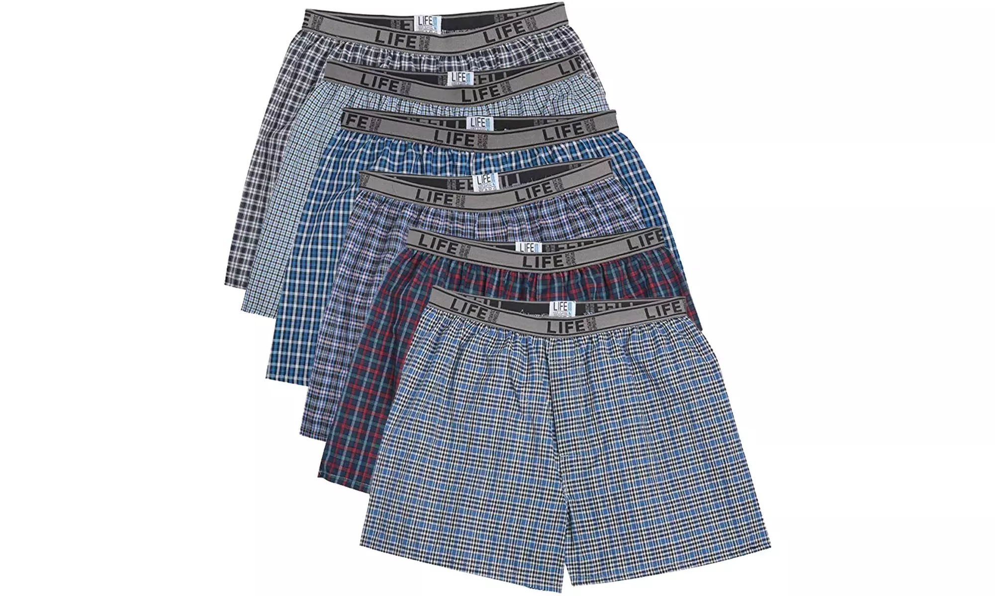 6 Pack Active Club assorted Men's Underwear Woven Boxer - Primary Image
