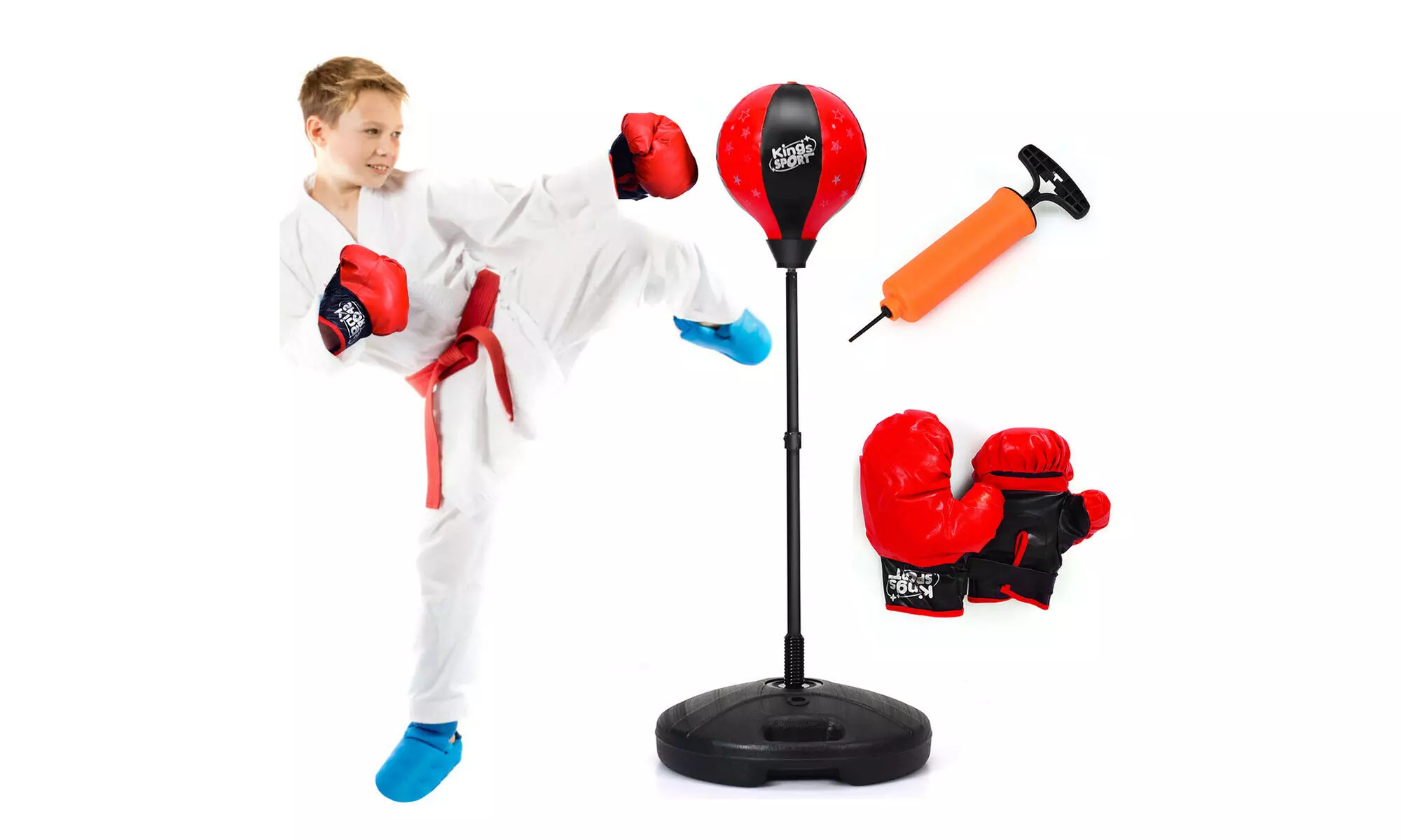 Kids Punching Bag Toy Set Adjustable Stand Boxing Glove Speed Ball - Primary Image