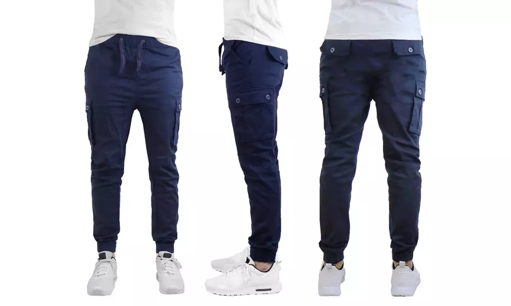 Galaxy by Harvic Men's Stretch Cotton Cargo Jogger Pants