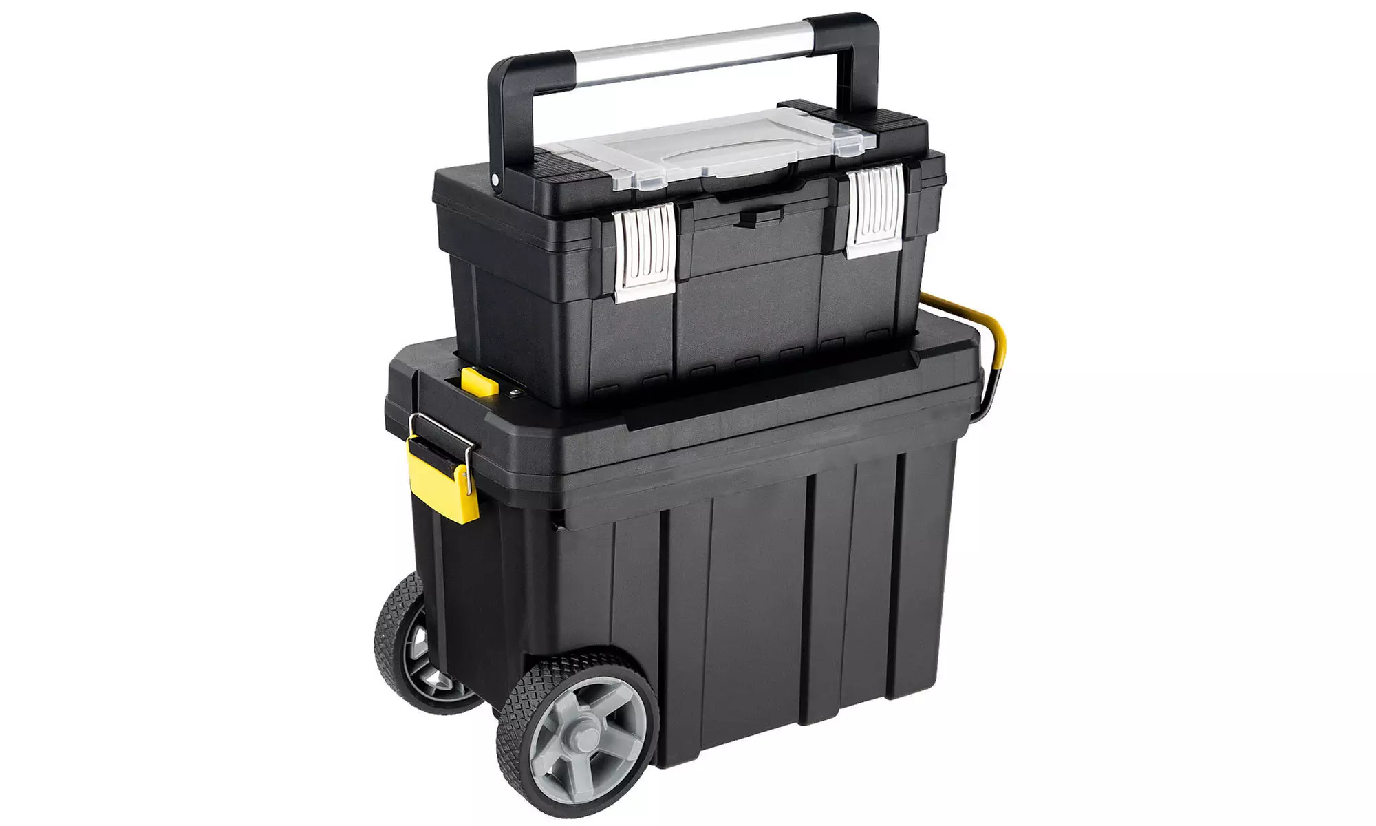 2-in-1 Rolling Tool Box Set Mobile Tool Chest Storage Organizer Portable Black - Primary Image