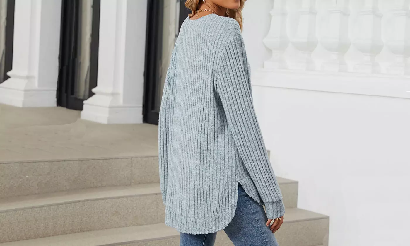 Women Fall Wintetr Casual Long Sleeve Tunic Sweaters Pullover Knit Jumper Tops