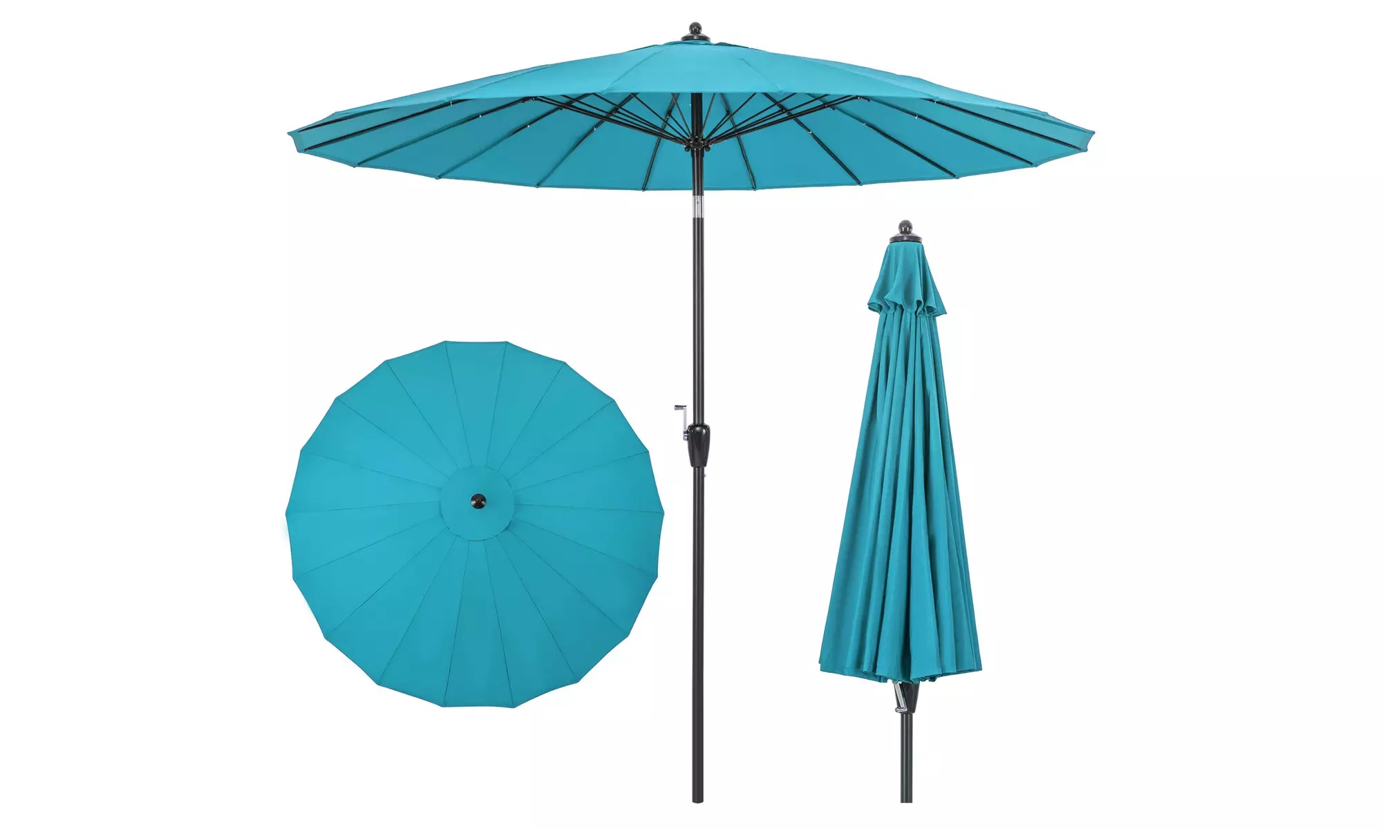 Costway 9 FT Round Patio Umbrella with Push Button Tilt & Crank Handle