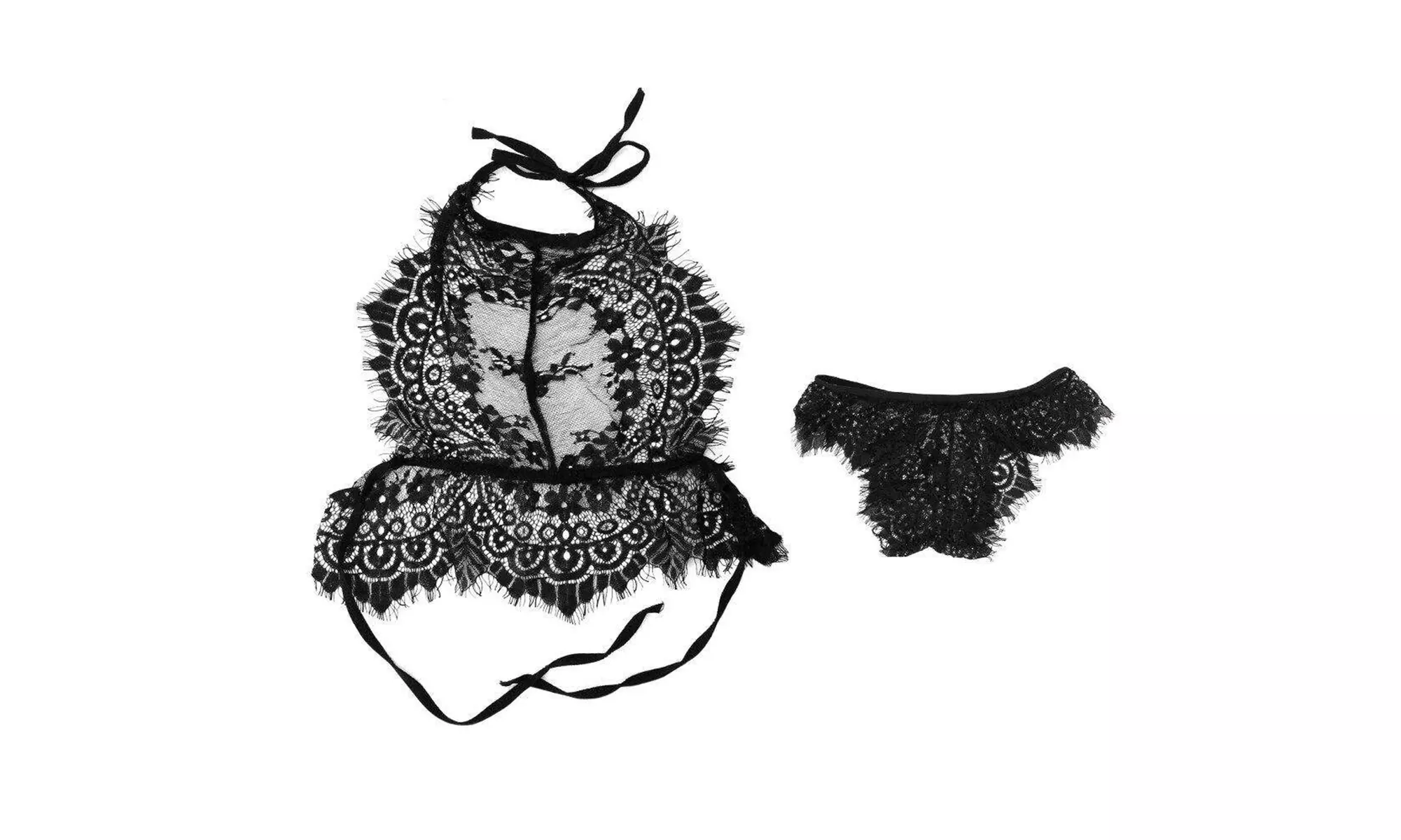 Sexy-Lingerie-Underwear-Sleepwear-Women-G-string-Black-Lace-Babydoll-Nightwear