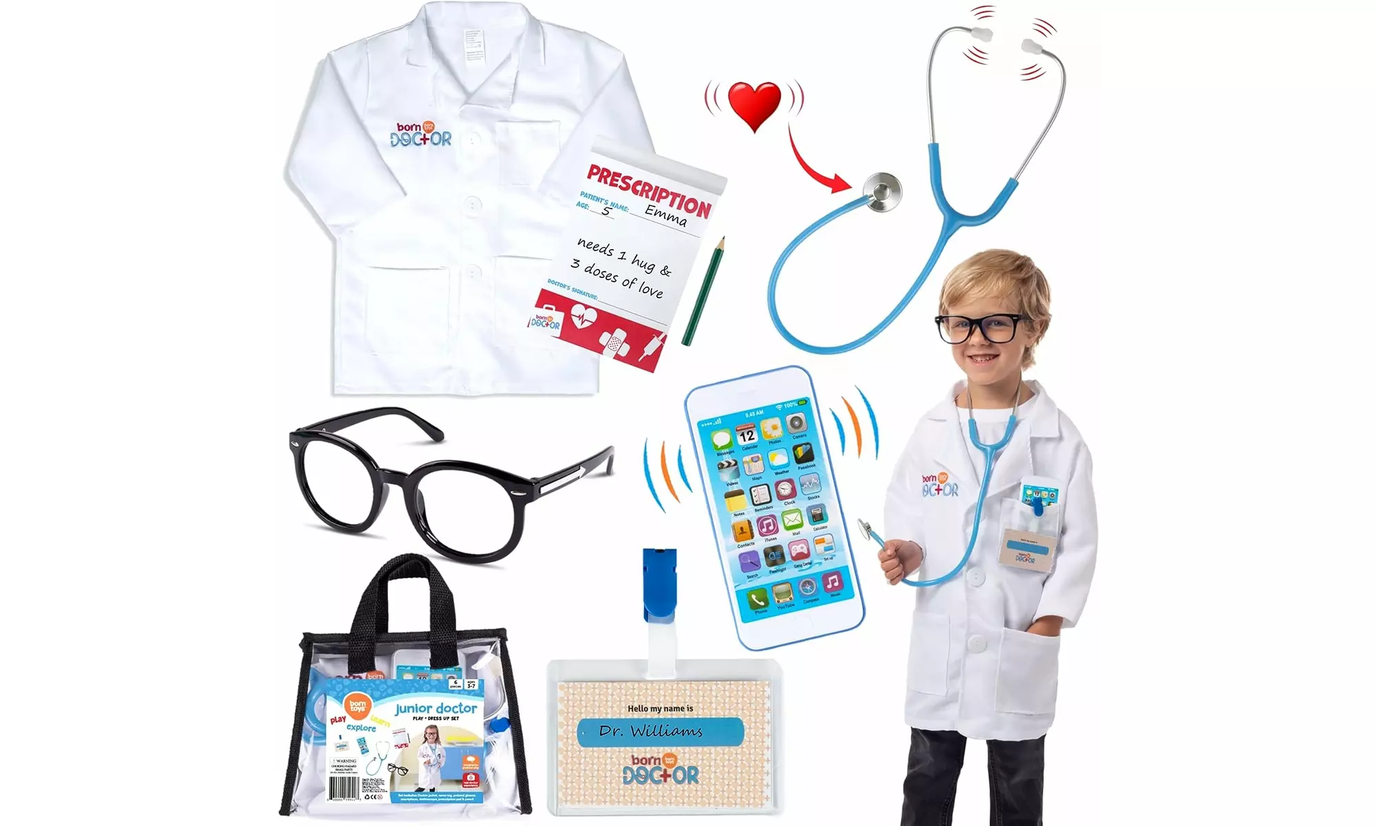 Bintiva Pretend Play Doctor Dress Up Toy Set