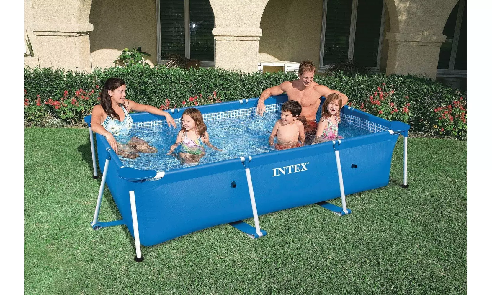 Intex 86" x 23" Rectangular Frame Above Ground Outdoor Splash Swimming Pool - Second Medium