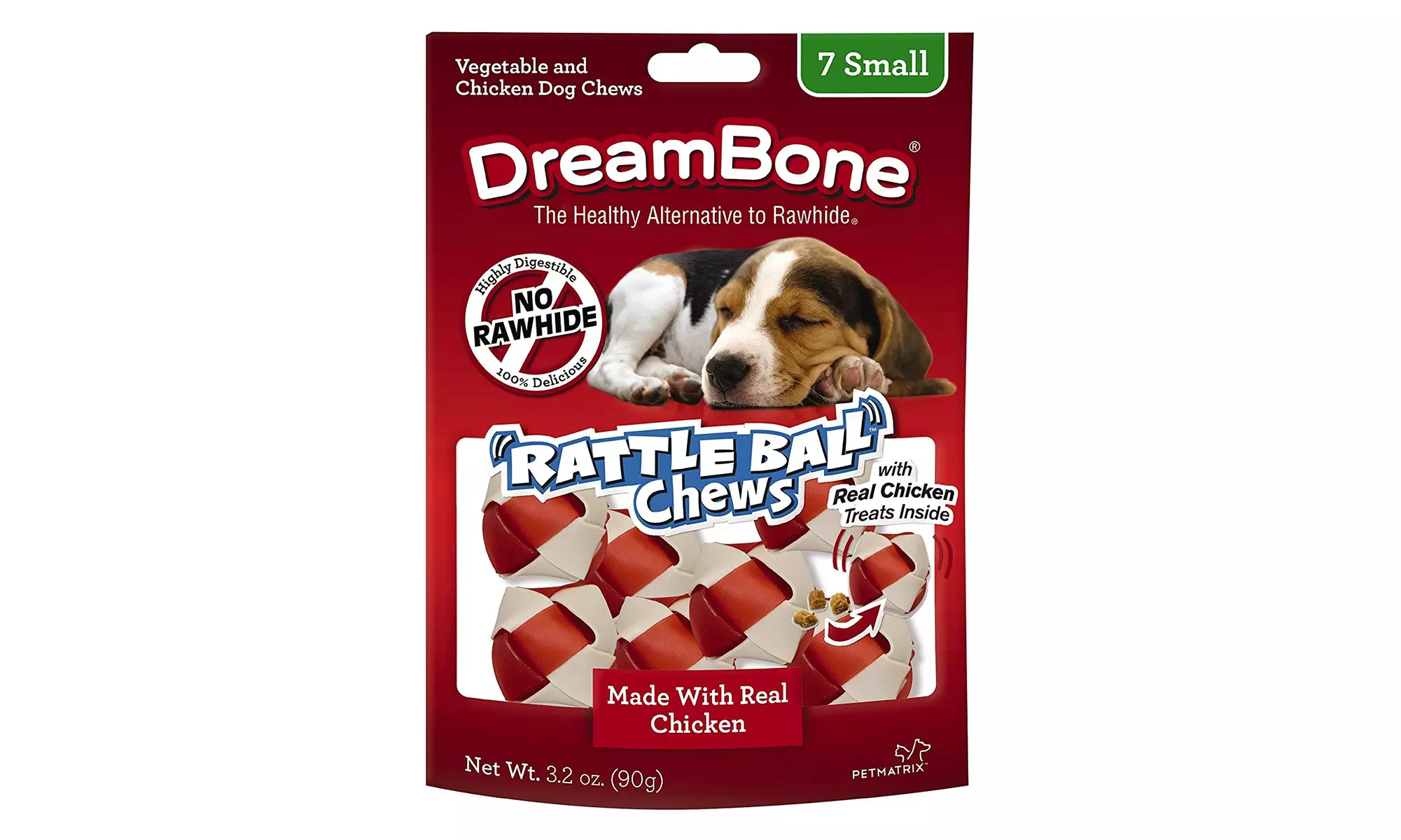 DreamBone Chicken Rattle Ball Dog Chew, Rawhide Chews - Primary Image