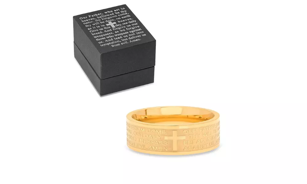  Stainless Steel Our Father Prayer Band Ring