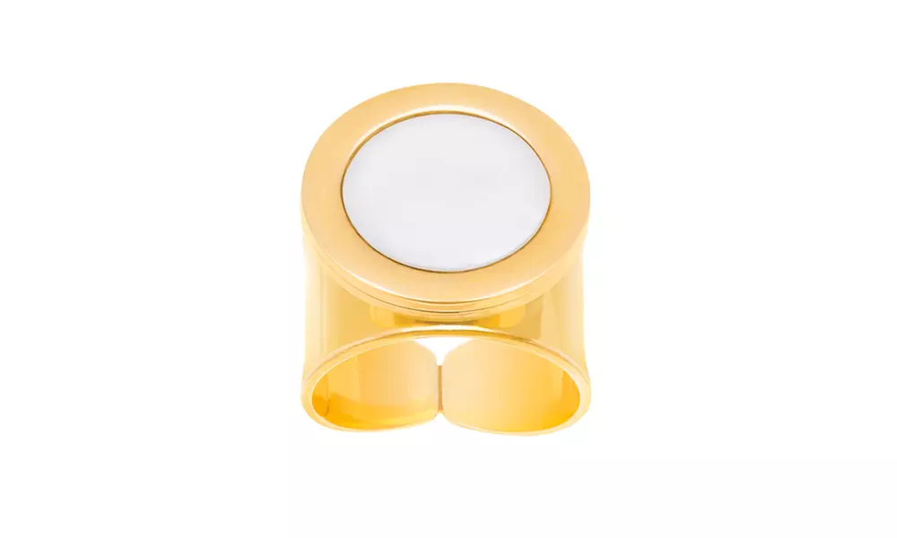 Stainless Steel Flat Stone Thick Band Ring - Primary Image