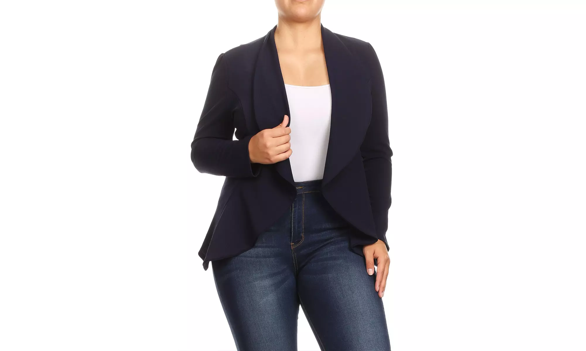 Women's Solid Plus Size Long Sleeves Blazer Jacket