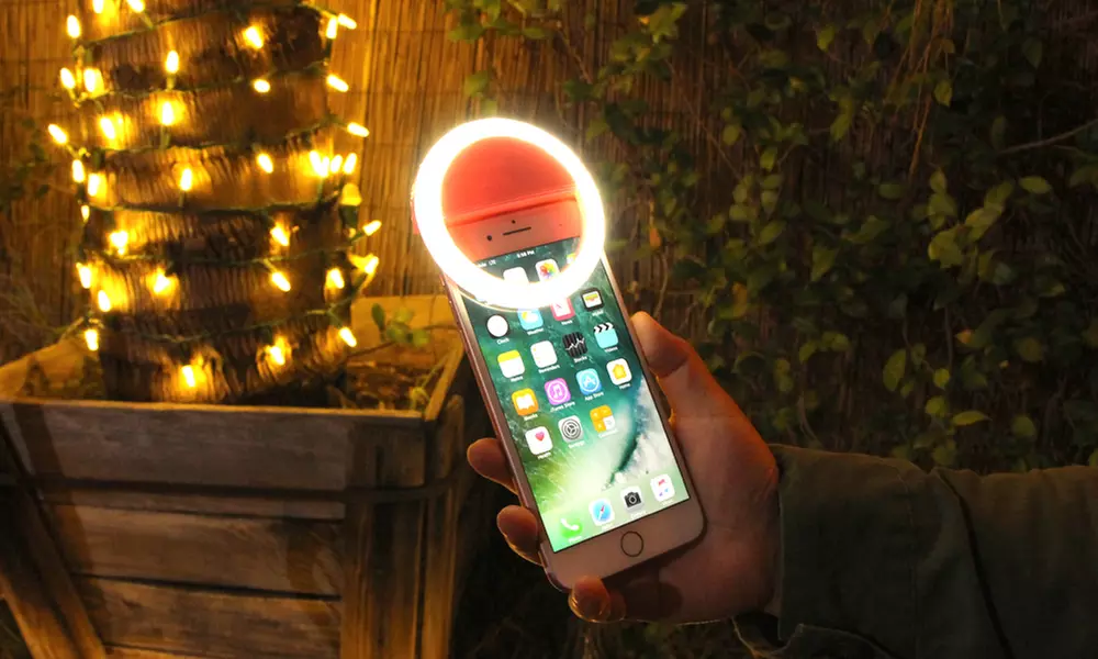 Universal Clip-On Rechargeable Selfie Ring Light with Bright LED Color Rings - Primary Image