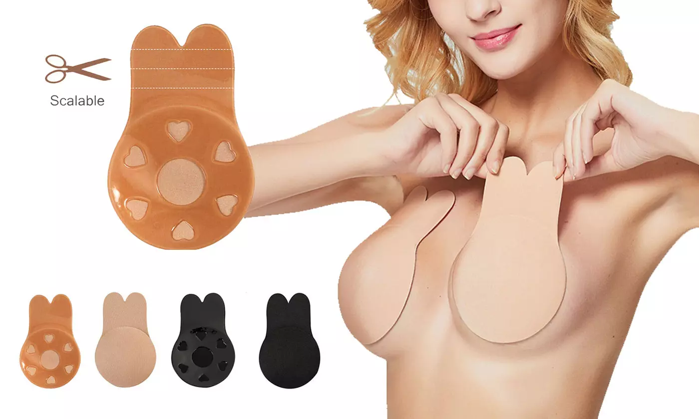 2-Pack Women's Invisible Lifting Bras Reusable Silicone Nipple Covers Backless - Primary Image