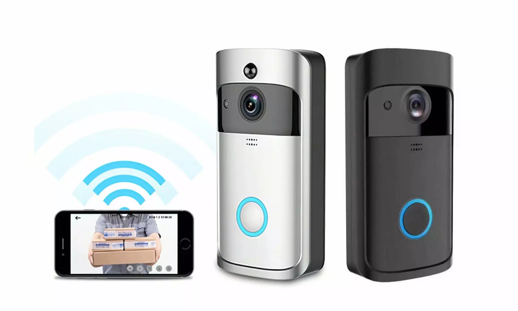 Video Doorbell Camera HD WiFi Doorbell Wireless Operated Night Motion Detector - Primary Image