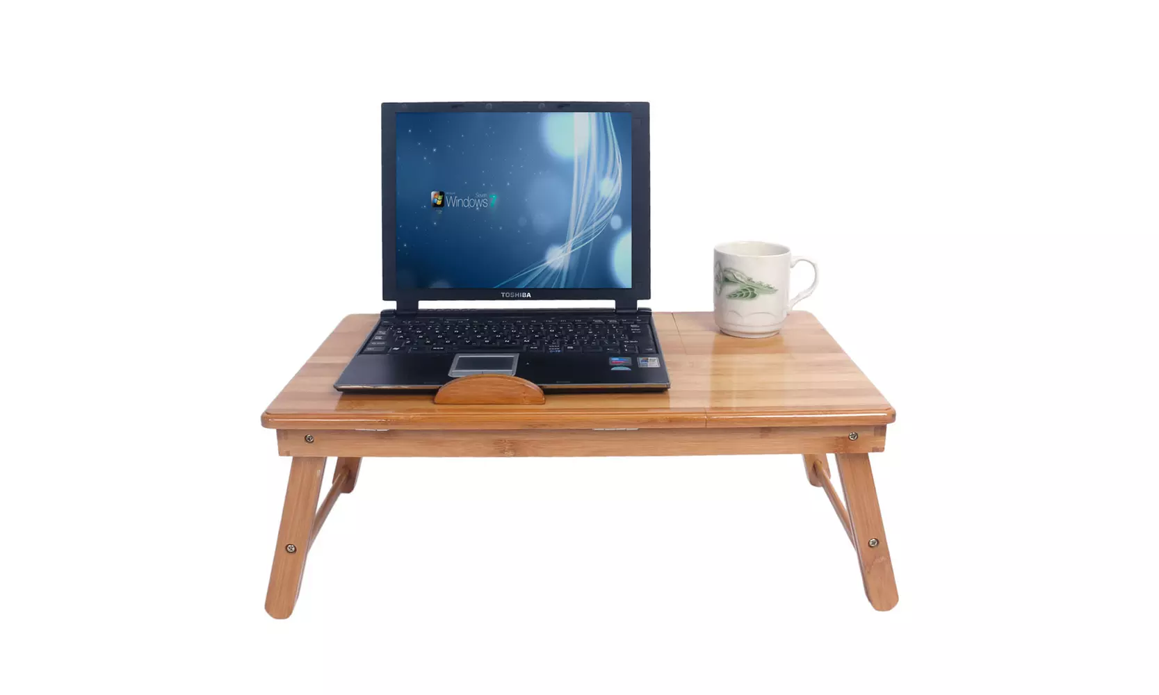 Retro Plain Design Adjustable Bamboo Lap Desk Tray  - Primary Image
