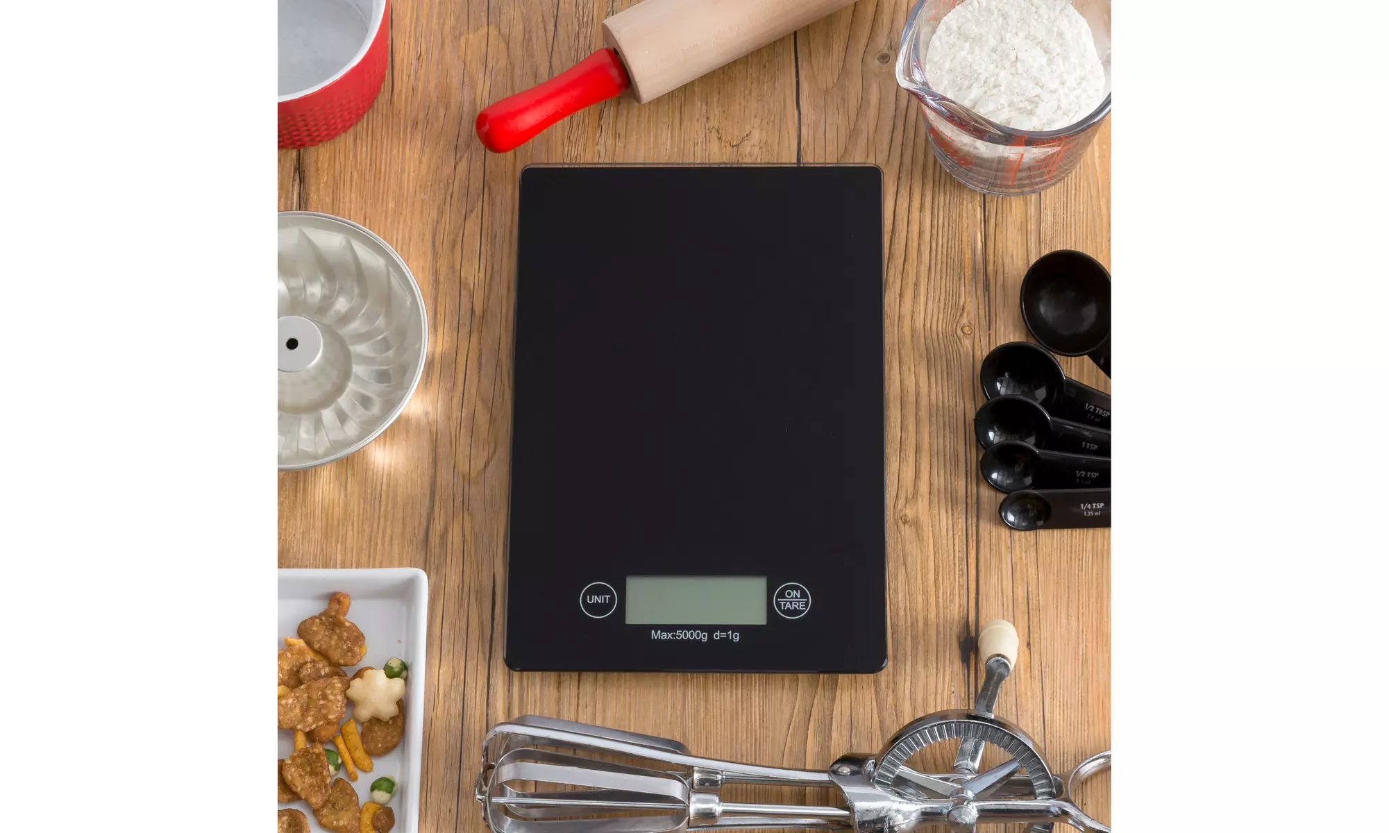 Home Basics Multi-Functional Sleek Glass Digital Food Scale, Black - Second Medium