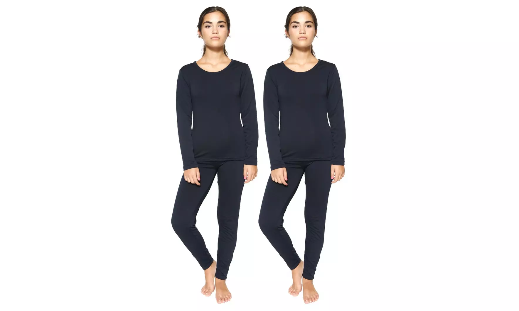  4 Piece  Womens Thermal Underwear Set Fleece Lined Top & Bottom Long Johns - Second Medium