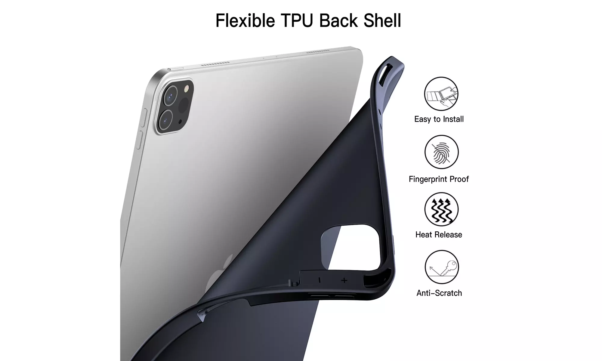 iPad Pro 12.9'' (2022/2021) Case with Pencil Holder, Support 2nd Pencil Charging