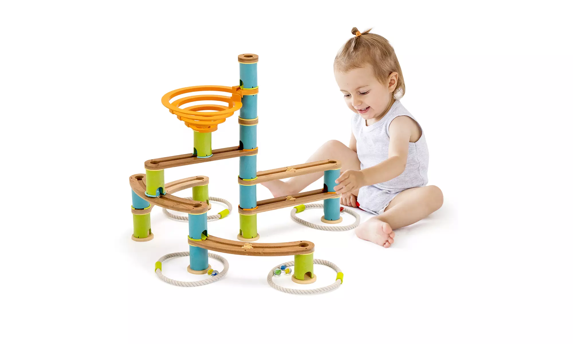 Costway Wooden Marble Run Construction 111PCS STEM Educational Learning Toys