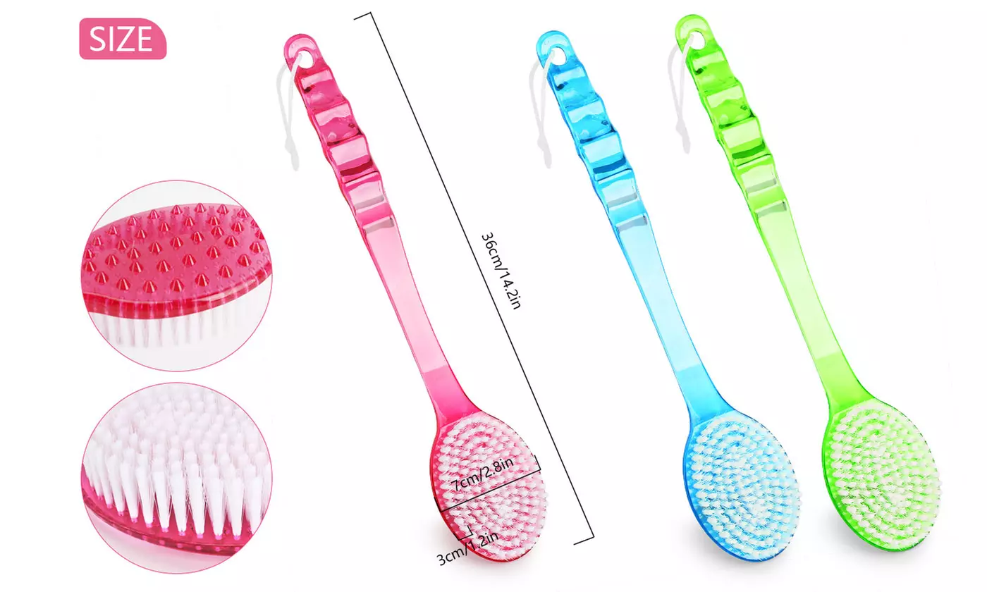 2-Pack Long Handle Medium Stiff Bristles Back Brush Scrubber for Bath 