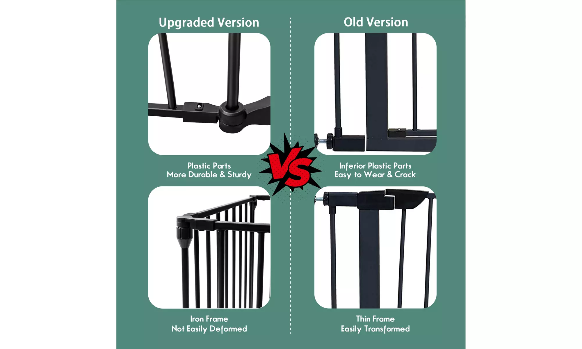 Multifunction 6 Panel Metal Gate Baby Pet Fence Safe Playpen Barrier Wall-mount