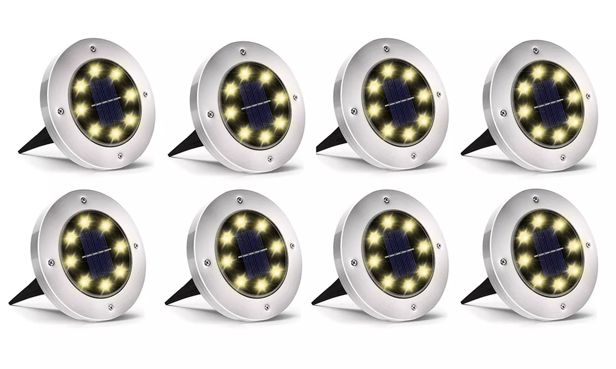 8,16 Pack 8 LED Solar Ground Lights Outdoor Waterproof Solar Disk Lights