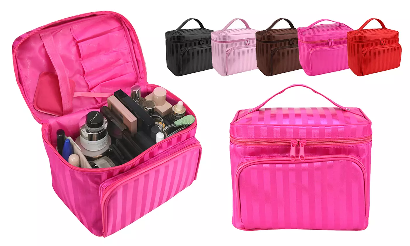 Large Travel Toiletry Bags Makeup Organizers Cosmetic Case with Mirror - Primary Image