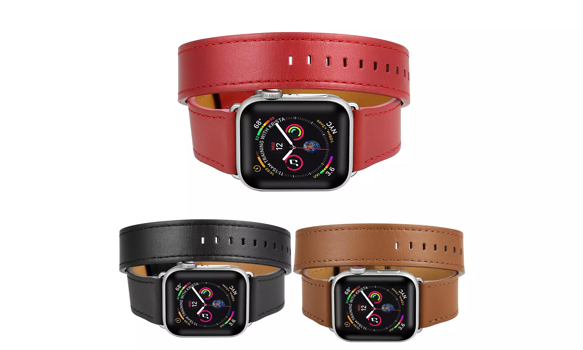 Posh Tech Double Wrap Leather Bands for Apple Watch Series 1, 2, 3, 4 - Primary Image