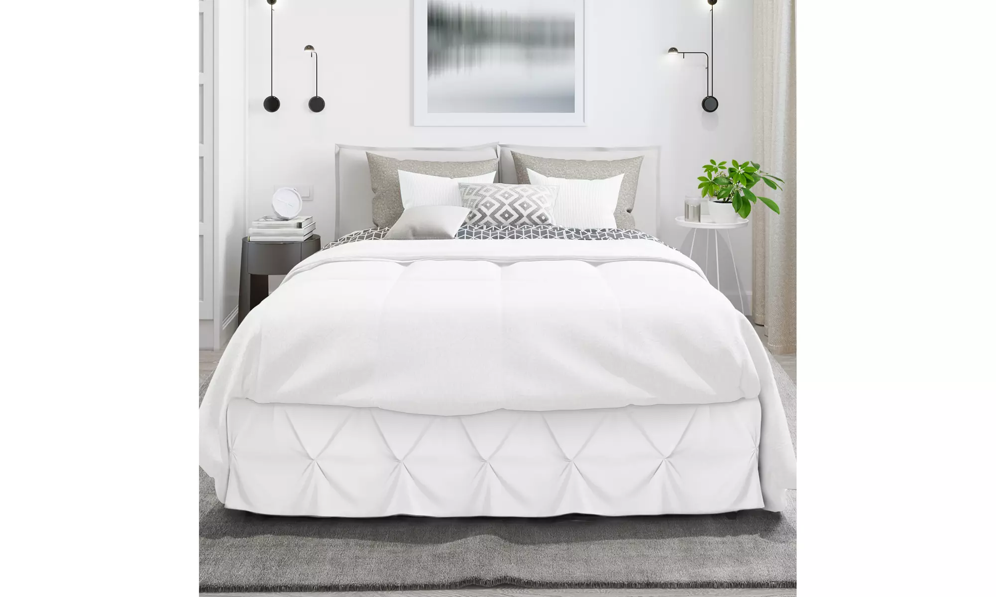 Nestl Pinch Pleat Bed Skirt - 14 inch Tailored Drop Pintuck Dust Ruffle