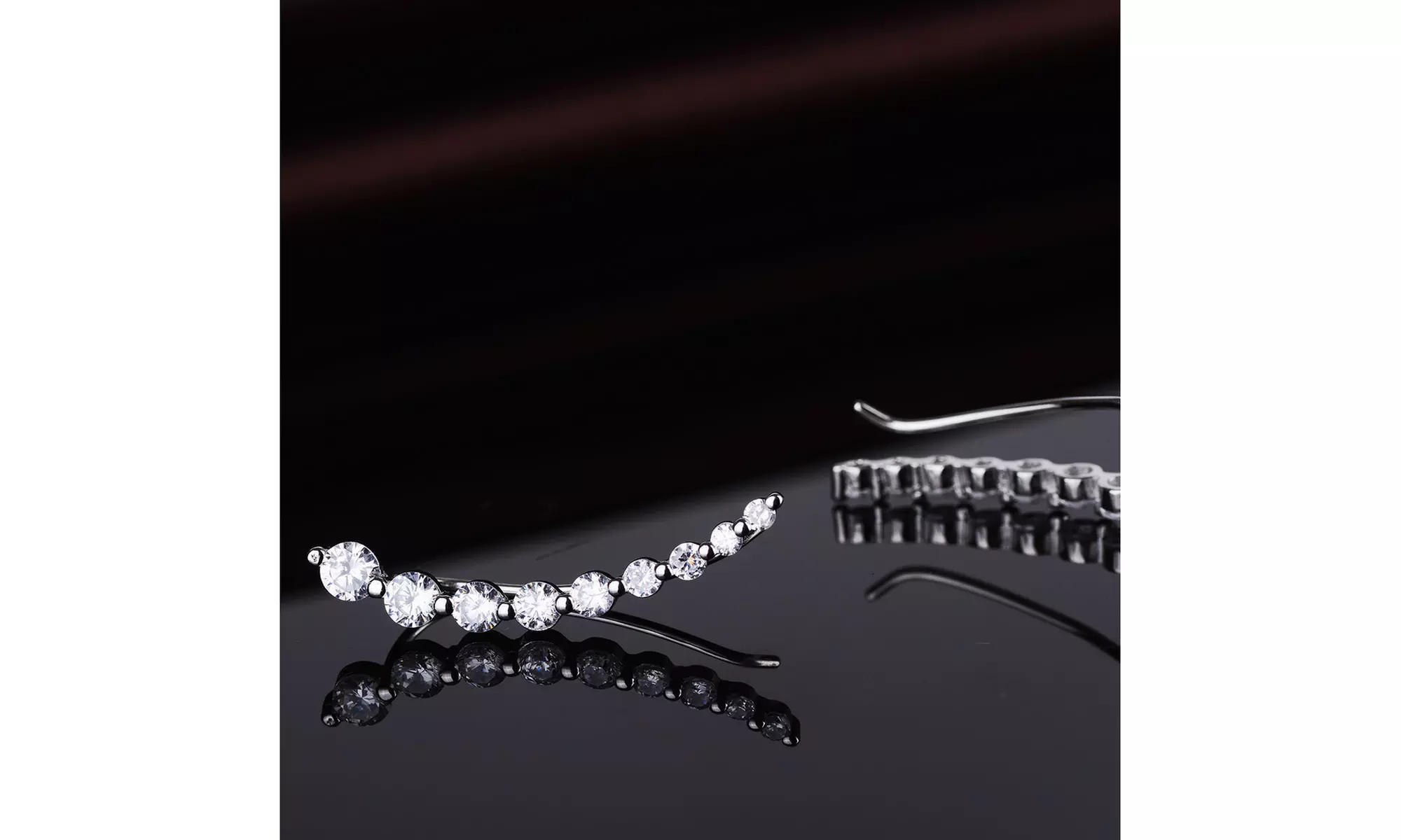 18 Karat White Gold Plated Earring Climber with crystals from Swarovski