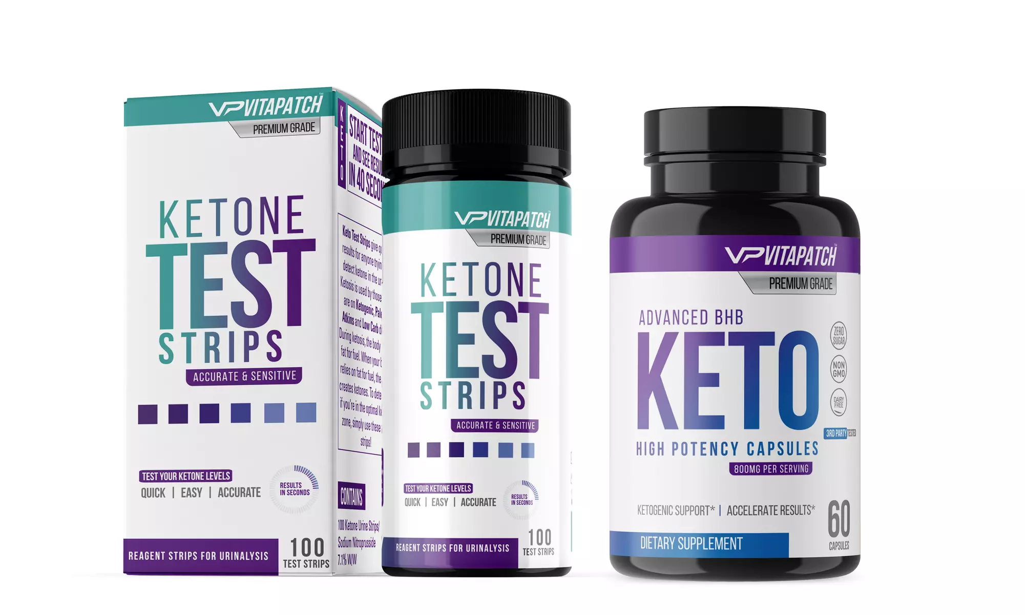 Keto BHB Capsules and Keto Test Strips Weight Loss Bundle - Second Medium
