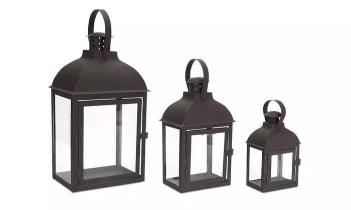 Lantern (Set of 3) 7.5"-14"H Iron/Glass - Second Medium