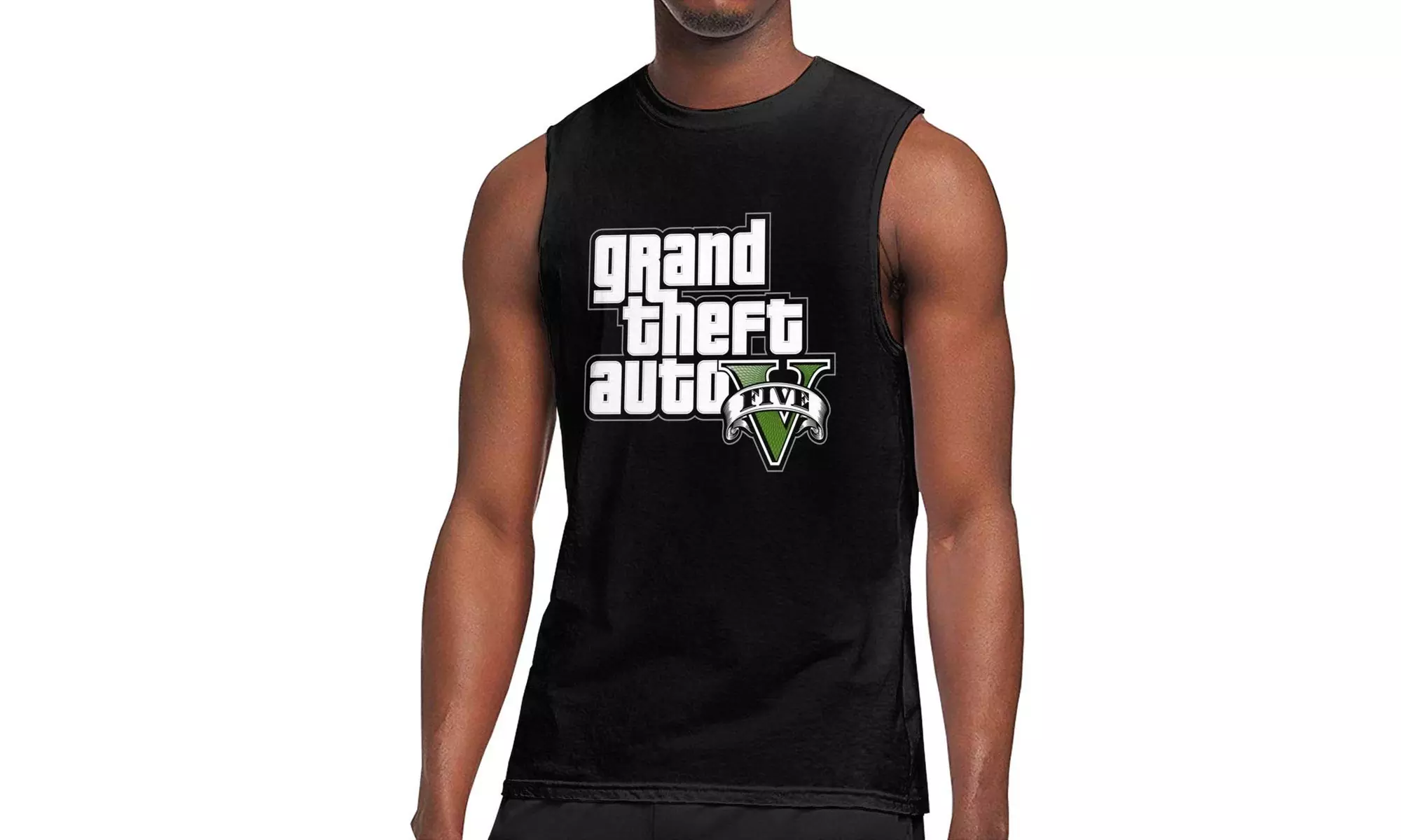 Mens T- Shirt GTA V Grand Theft Auto Five Logo Classic Vest Black - Primary Image