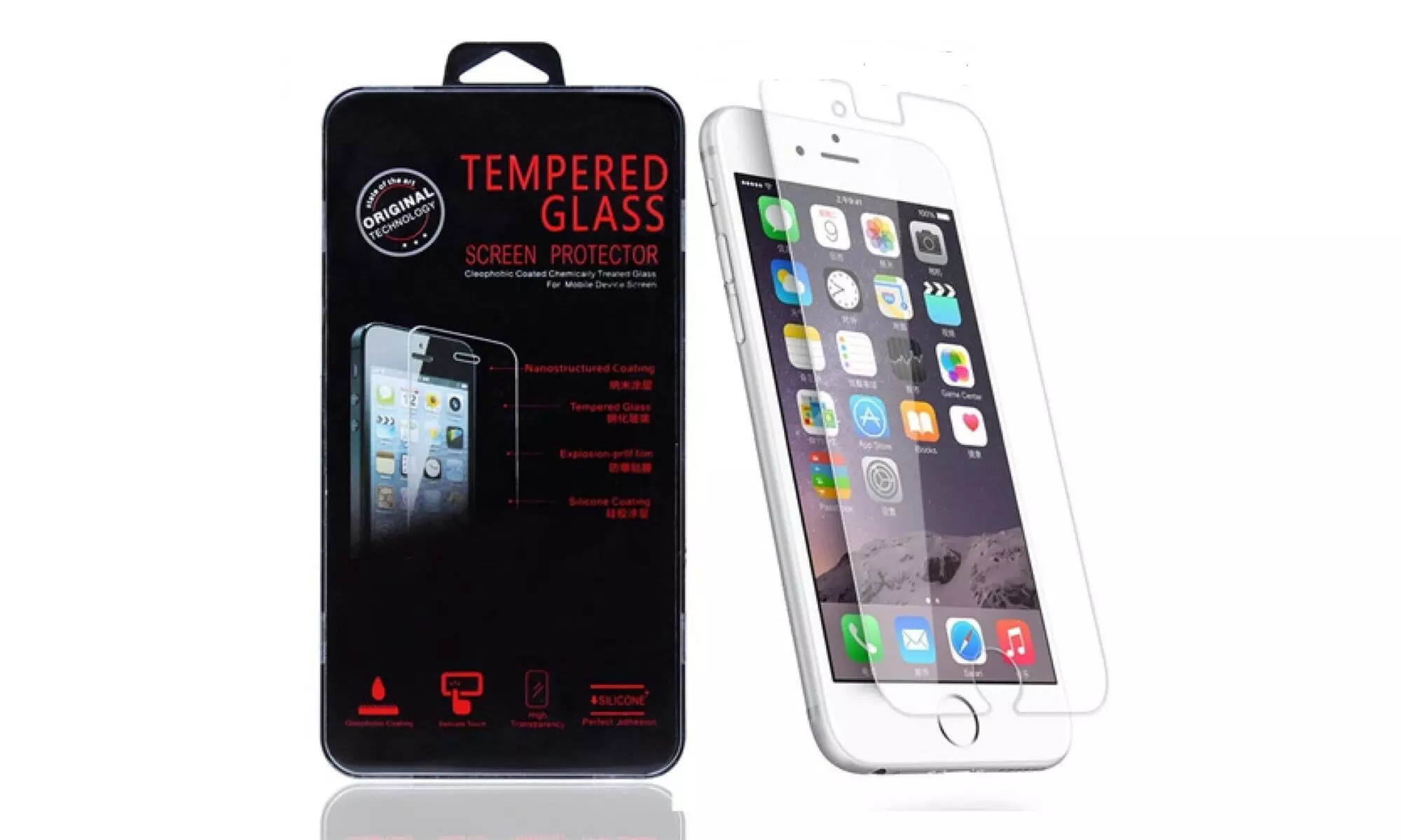 iPhone 6Plus & iPhone 6S Plus Tempered Glass Screen Protector w/Cleaning Wipes - Primary Image