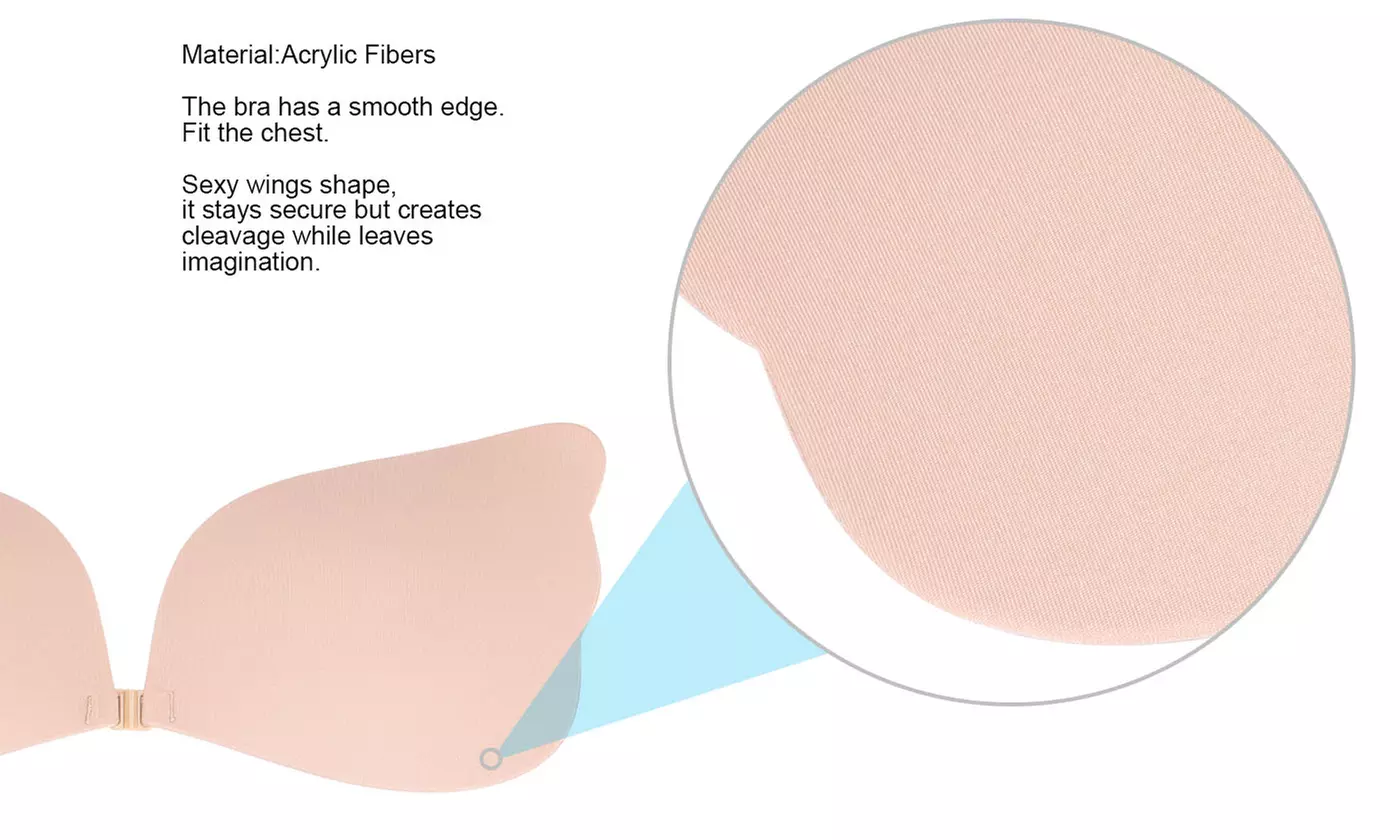 Women Adhesive Strapless Bra Push Up Deep-V Wing Shaped Sticky Niple Cover Bras  - Second Medium