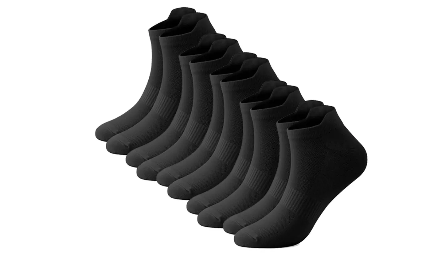 5 Pairs Womens Elastic Ankle Socks Athletic Cotton Low Cut Sport Socks With Tab