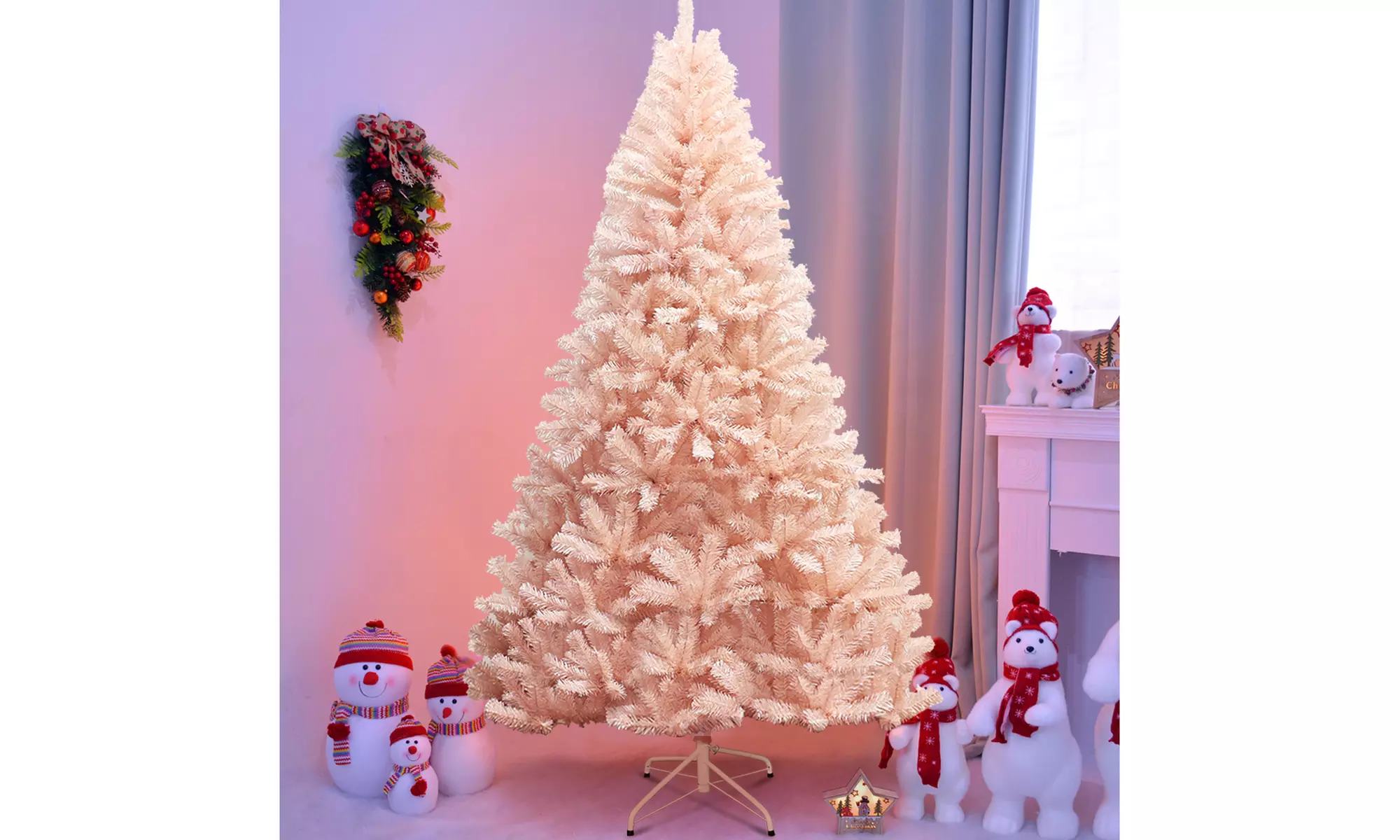 Costway 6/7ft Artificial Christmas Tree Hinged Full Fir Tree,Metal Stand Holiday - Primary Image