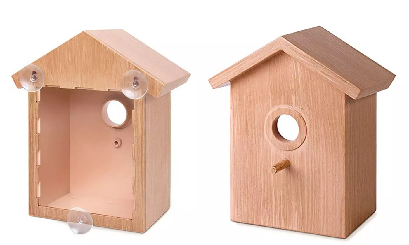 See Through Window Mirrored Bird House - Suction Cup Window Bird House - Primary Image