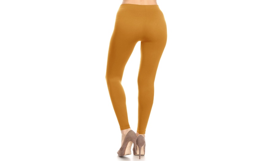 Image 83: Plus size,Solid Color Basic Soft Comfy Elastic Waistband High Waist Leggings