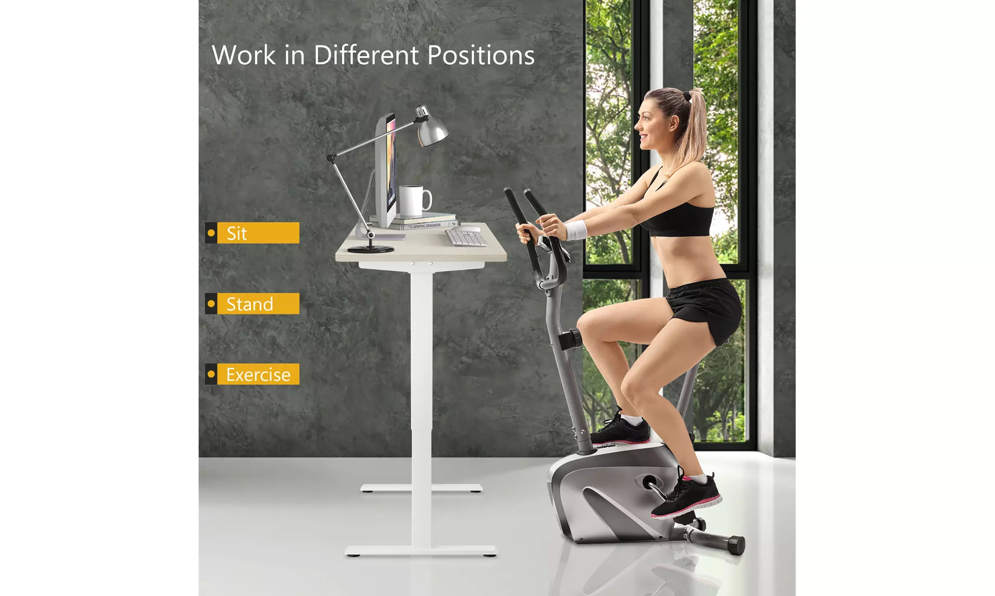 Costway 55'' x 28'' Electric Adjustable Standing up Desk Dual w/ Controller