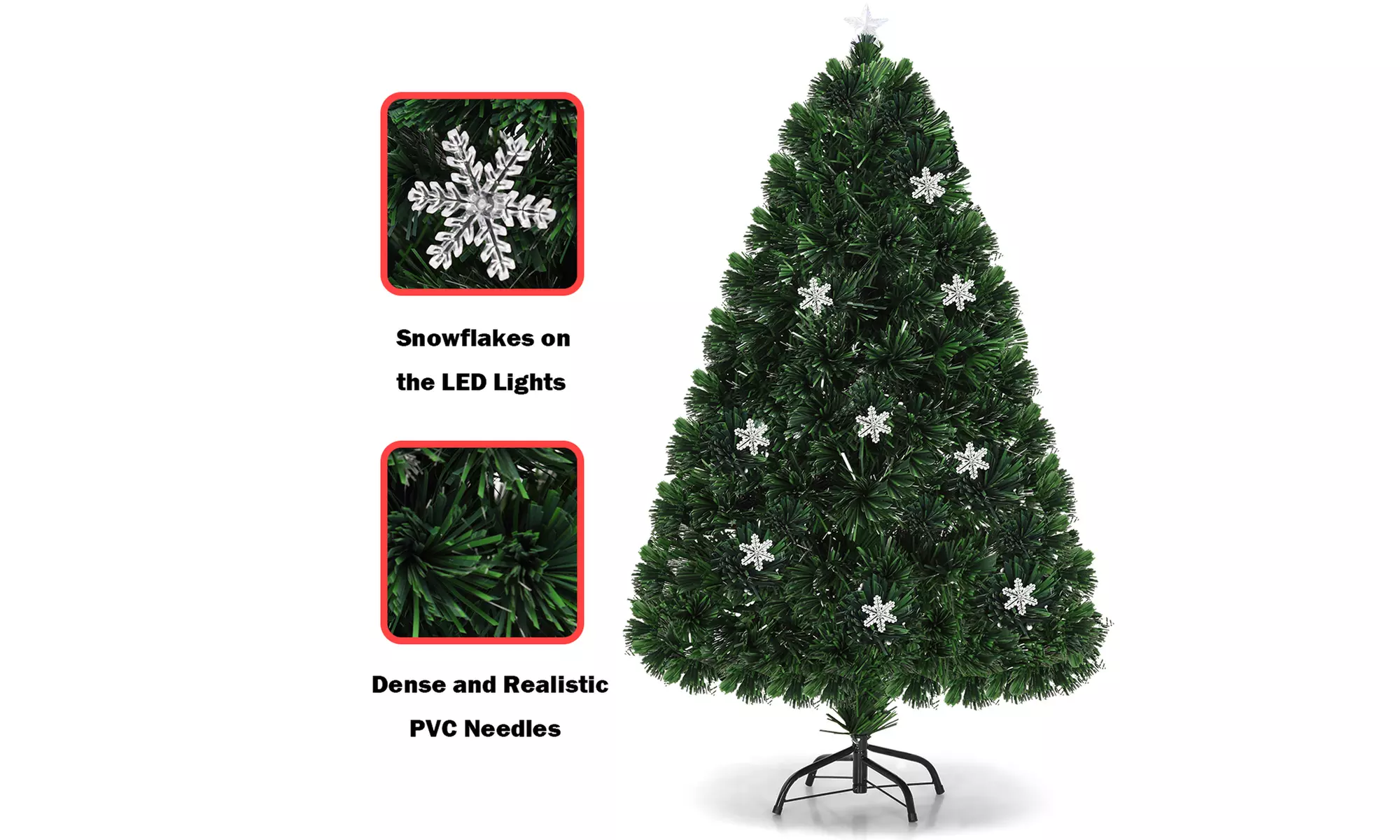 Costway 6' Pre-Lit Fiber Optic Artificial Christmas Tree w/Multi-Color Lights